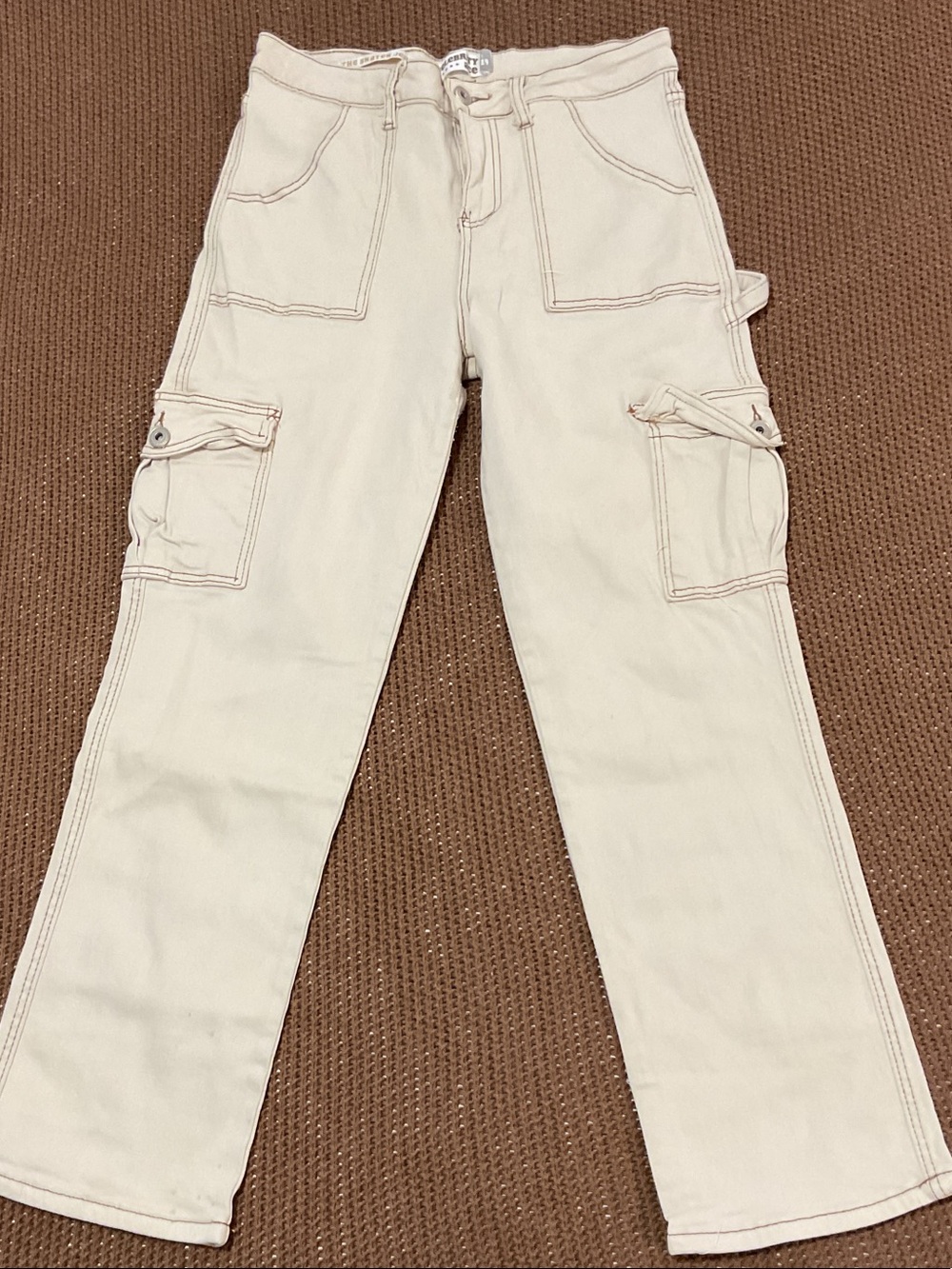 Cream Cargo Utility Pants